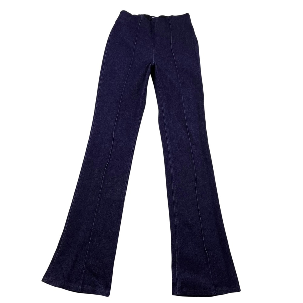 Spanx Flare Jeans Dark Wash Indigo Pintuck High Waist Pull On Pants Medium
